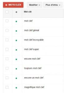 mot-clef adwords requete large etape 1