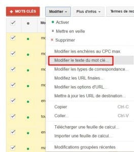 mot-clef adwords requete large etape 2