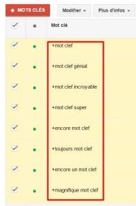 mot-clef adwords requete large etape 4