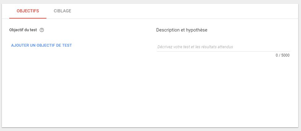 objectif de test google optimize